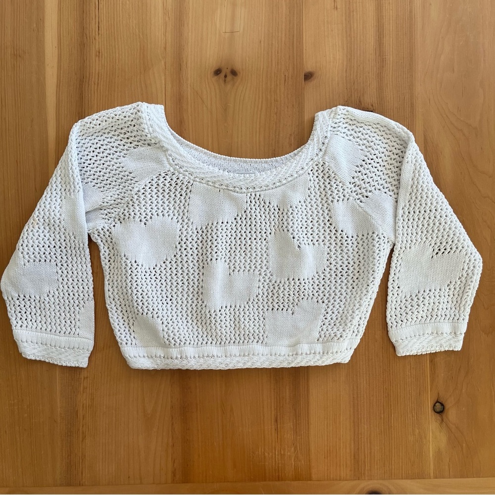 Vintage 90s Open Knit Heart Sweater